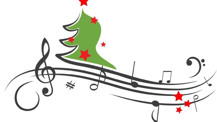 Weihnachtsbaum mit Noten und Sternen