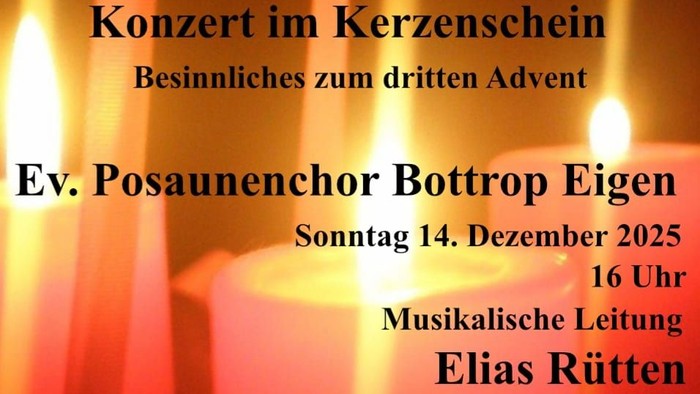 Flyer für das Konzert im Kerzenschein am 14.12.2025 um 16 Uhr