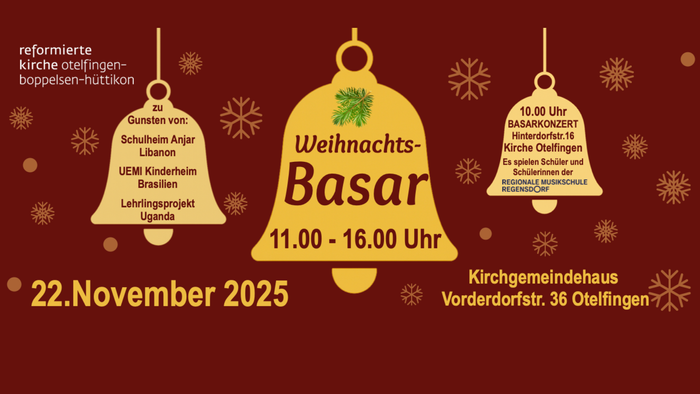 Weihnachtsbasar am 22. November 2025 in der Kirchgemeindehaus Vorderdorfstr, 36 Oeffingen
