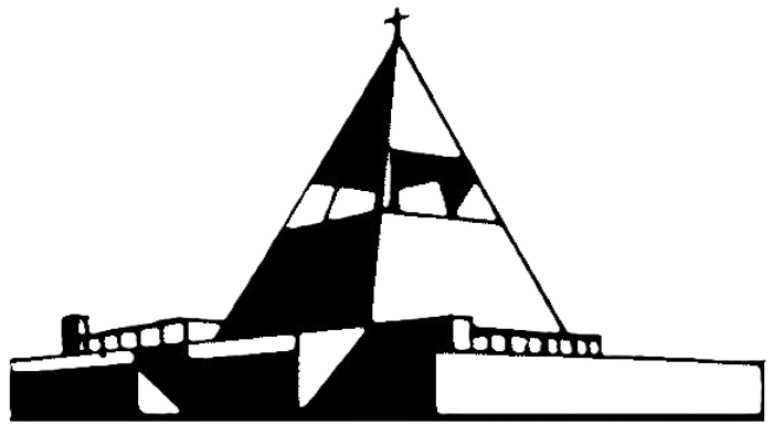 En sort og hvid tegning af en pyramide med detaljerede linjer og former.