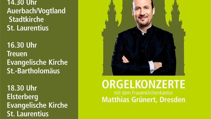 Orgelkonzert am 31. Oktober 2025 in verschiedenen Kirchen, Beginn um 14:30 Uhr in St. Laurentius, Auerbach/Vogtland