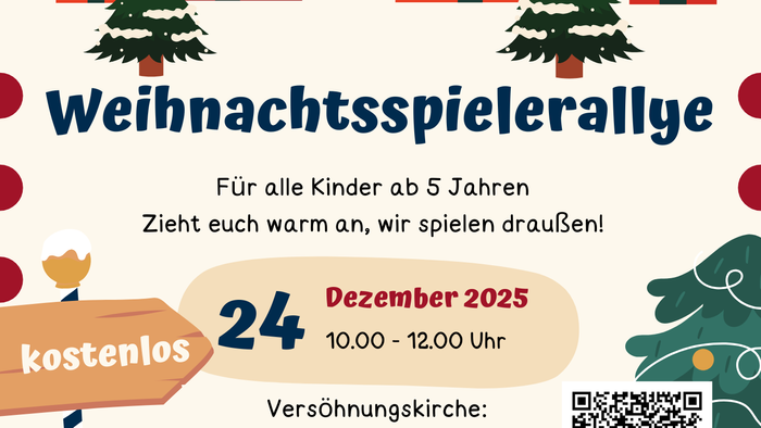 **Weihnachtsveranstaltung für Kinder bis 5 Jahre** **24. Dezember 2025** **10:00 – 12:00 Uhr** **Hummelweg 50, Kassel** Veranstaltet von **Mirjam Grosse & Dorothea Baunacke**