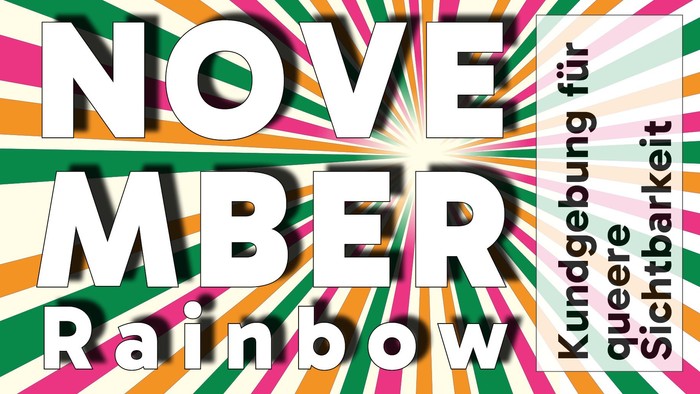 Bunter November-Regenbogen mit Text: