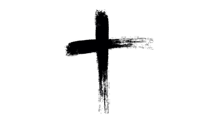Black cross on white background