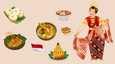 Illustrasjon av indisk mat og kvinde i tradisjonell sari