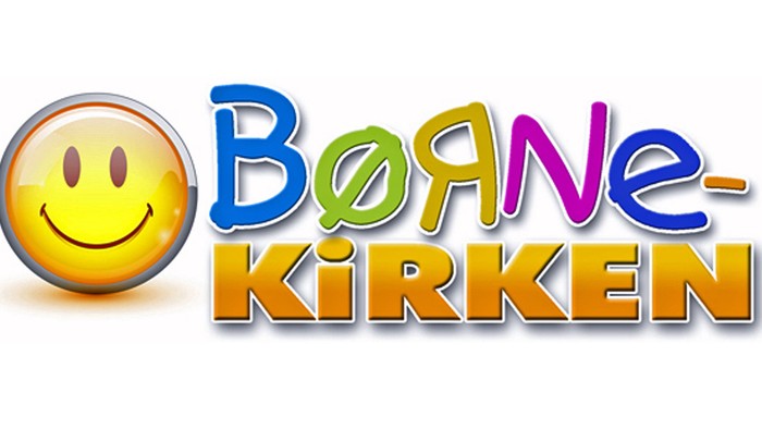 Børnekirken logo med glade smiley og farvede bogstaver