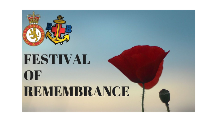 The image features a poppy and text for a remembrance festival