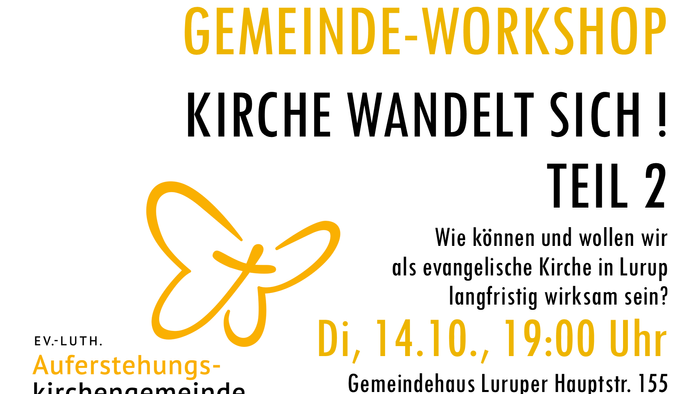 Text mit Logo von Auferstehung. Gemeinde-Workshop 