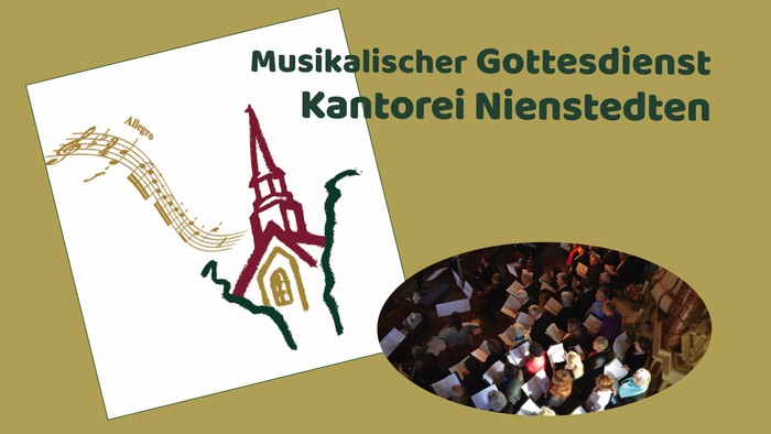 Plakat für einen musikalischen Gottesdienst mit der Kantorei Nienstedten und der Gemeinde während des Gottesdienstes.
