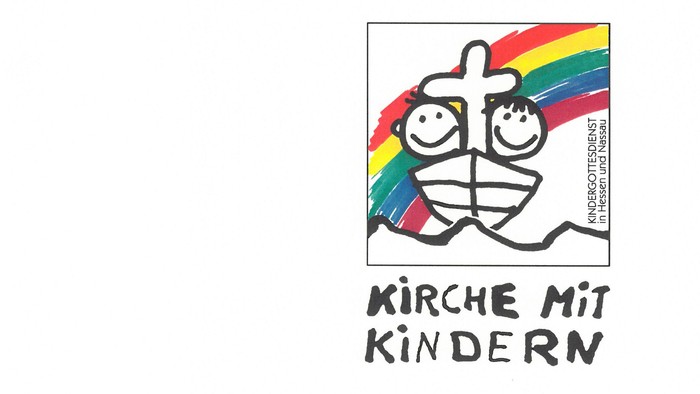 Buntes Gesicht mit Kirche mit Kindern