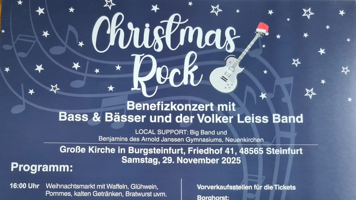 **Weihnachts-Rock-Benefizkonzert mit Bass & Bässer und der Volker Leiss Band, 29. November 2025**