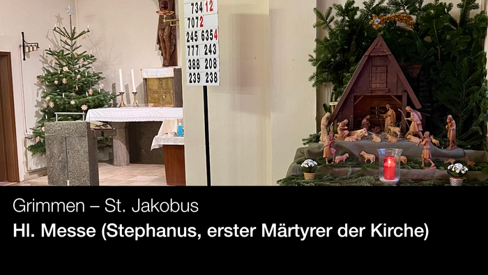 Grimmen – St. Jakobus: Hochaltar mit Weihnachtskrippen-Szene, Stephansmesse