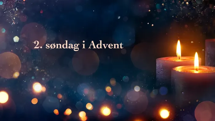 2. søndag i advent med 2 lys på mørk baggrund