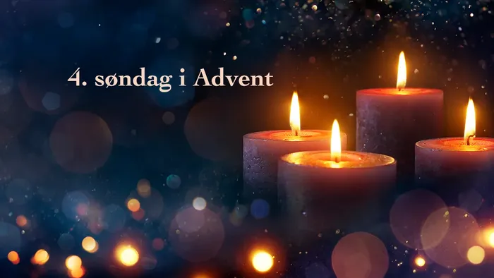 4. søndag i advent med 4 lys på mørk baggrund