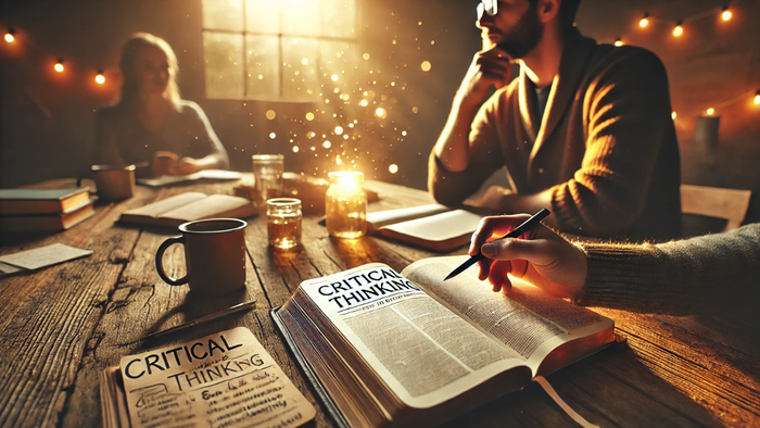 Zwei Personen sitzen an einem Tisch und arbeiten mit Büchern und Kaffee.