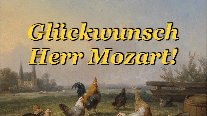 Plakat für ein Orchesterkonzert zu Ehren Mozarts mit freiem Eintritt und Spenden willkommen am 21. März 2026.