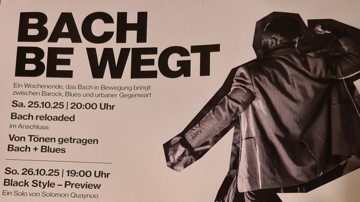 Das Plakat bewirbt ein Konzert mit Bach in der Kirche Steinhfurt.