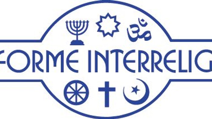 Das Logo zeigt verschiedene religiöse Symbole und den Text
