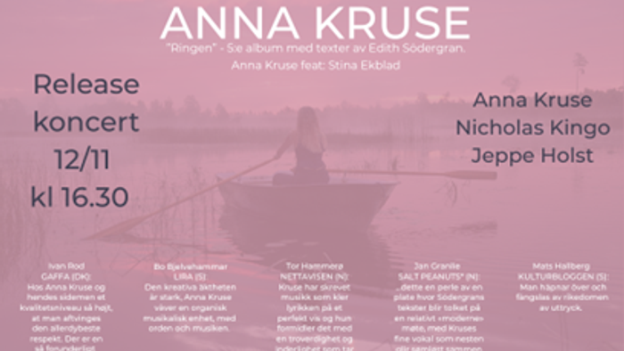 Anna Kruse og Stina Ekblad udgiver album. Koncert 12/11 kl. 16.30. Sct. Lukas kirke.