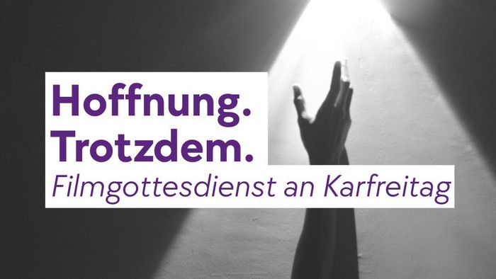 Plakat für einen Karfreitag-Filmgottesdienst mit prominenten Rednern und Details zur Veranstaltung am 3. April 2026.