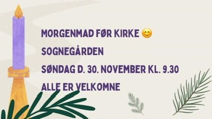 Invitation til gudstjeneste med lys og grønt, 30. november kl. 9:30