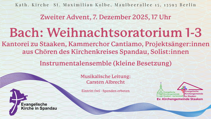 Veranstaltung am 7. Dezember 2025 mit Bachs Weihnachtsoratorium in Kirche Spandau