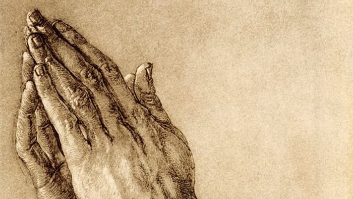 Hände im Gebet, detailliert gezeichnet