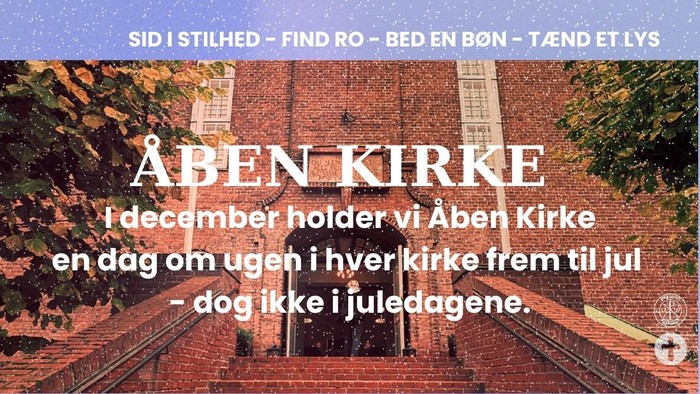 Kirke med tekst på dansk