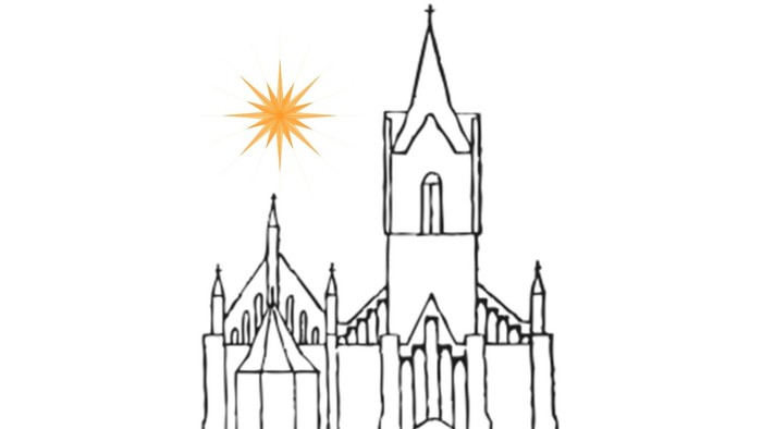 Plakat für eine Adventsveranstaltung am **1. Dezember 2025** mit einer Kirchenillustration und Details zur Veranstaltung.