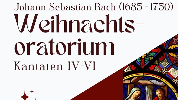 Plakat für Bachs Weihnachtsoratorium, Konzert am 11. Januar 2026 um 17 Uhr, Briesnitzer Kirche, 15 €/10 €