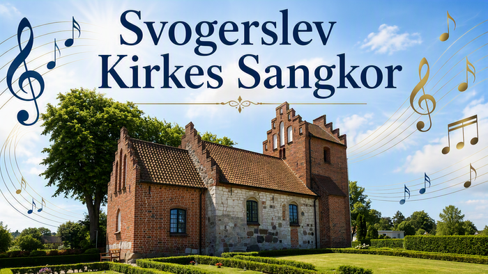 En charmerende kirke med frodige haver, mærket