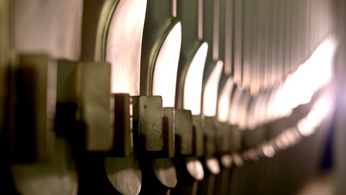 Orgelpfeifen in Nahaufnahme in der Kirche St. Antonius Alstaden