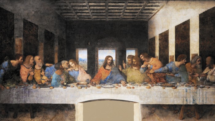 Billedet viser Jesus og hans disciples ved den sidste nattiddel.