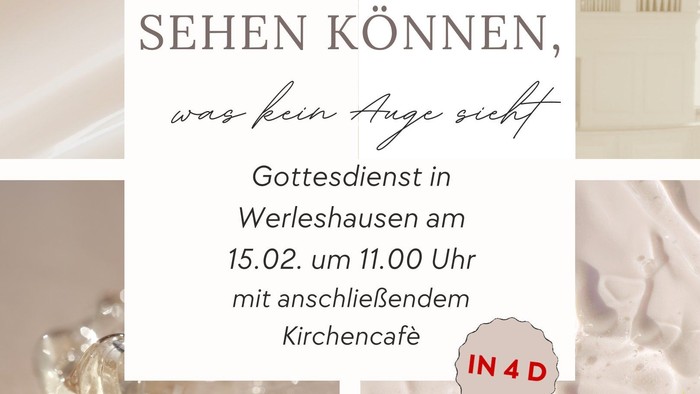 Einladung zum Gottesdienst in Werleshausen am 15. Februar um 11:00 Uhr mit anschließendem Café.