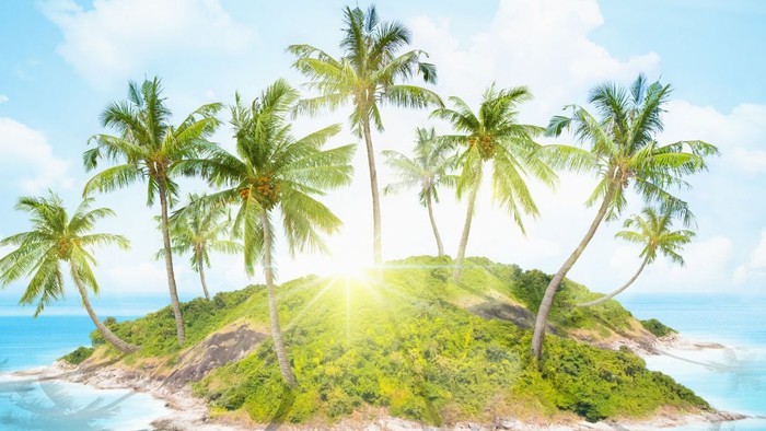 Einladung zu einem tropischen Insel-Event für einen Gottesdienst mit Energie und Erneuerung am 31. Mai um 17 Uhr.