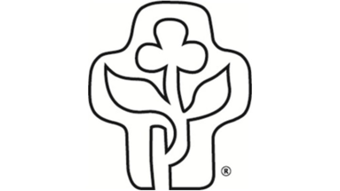 Das Bild zeigt ein stilisiertes Kreuz mit einer Blume darin.