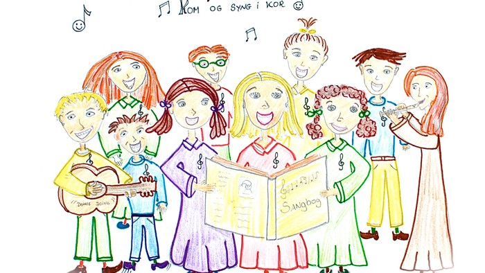 Børn og voksne syng sammen i en kreds
