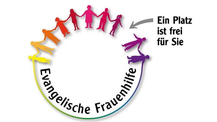 Ein Kreis mit farbigen Menschenfiguren und dem Text