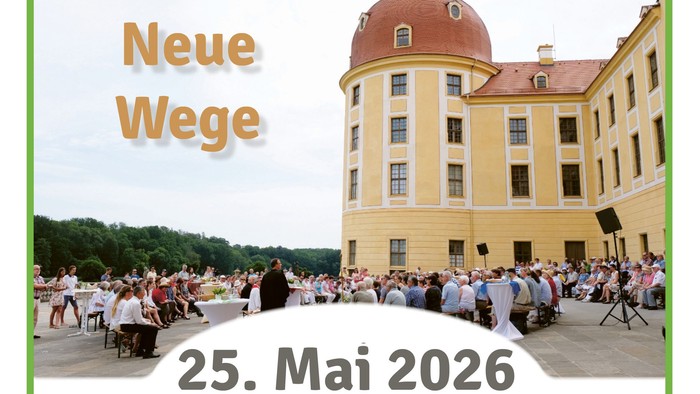 Ökumenischer Pfingstmontagsgottesdienst mit Details für den 25. Mai 2026 auf der Schlossterrasse Moritzburg.