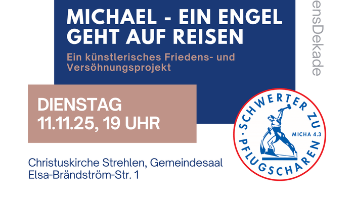 Plakat für eine Kunstausstellung mit dem Titel *„Michael – Ein Engel stürzte zur Erde“*
