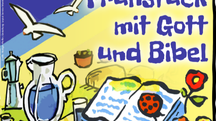 Bild zeigt Frühstück mit Bibel und verschiedenen Gegenständen
