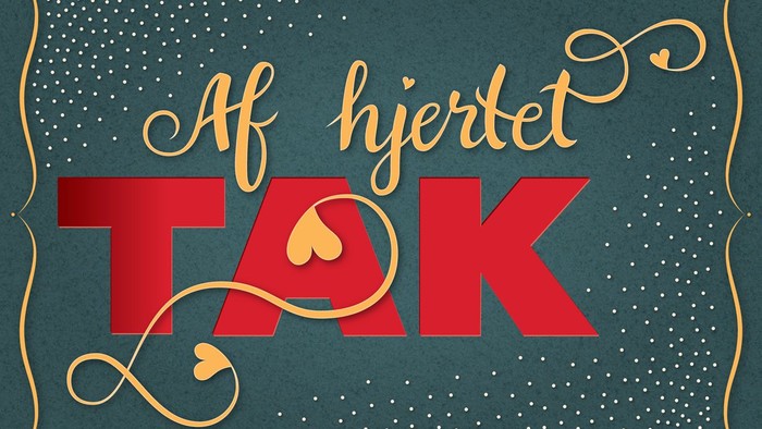 Skilt med teksten: Af hjertet tak