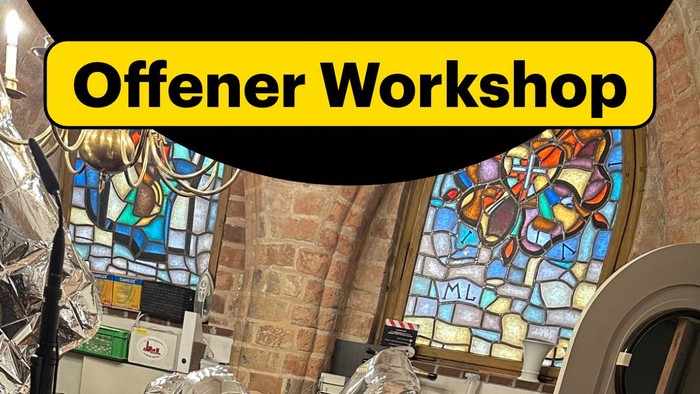 Plakat für den offenen Workshop zur Kirche St. Nikolai als Stadtkirche.