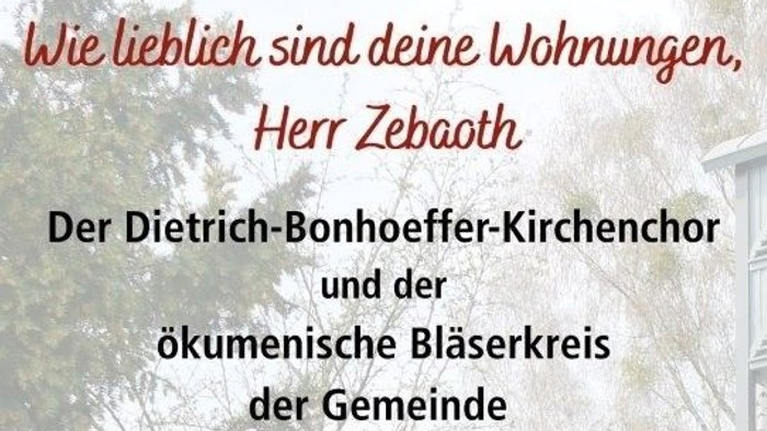 Plakat zum Konzert anlässlich des 70-jährigen Jubiläums der Dietrich-Bonhoeffer-Kirche mit Chor- und Bläserkreis-Aufführungen am 20. Juni 2026.