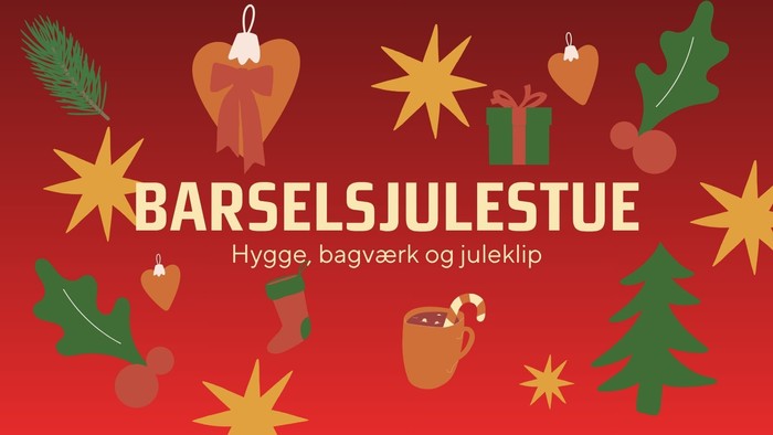 Julepynt og tekst på dansk