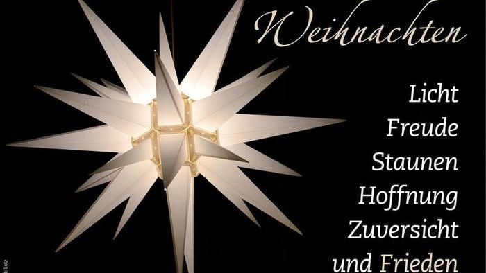 Weihnachtsstern mit Licht, Freude, Staunen, Hoffnung, Zuversicht und Frieden