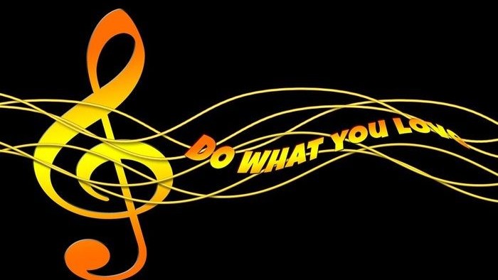 Das Bild zeigt einen Musiknoten mit dem Spruch 