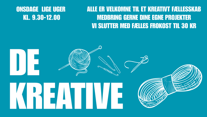 Kreativt håndværksarrangement åbent for alle med fælles projekter og fælles snack for 30 kr.