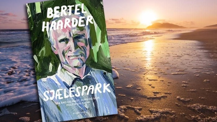 Bogomslag på stranden ved solnedgang