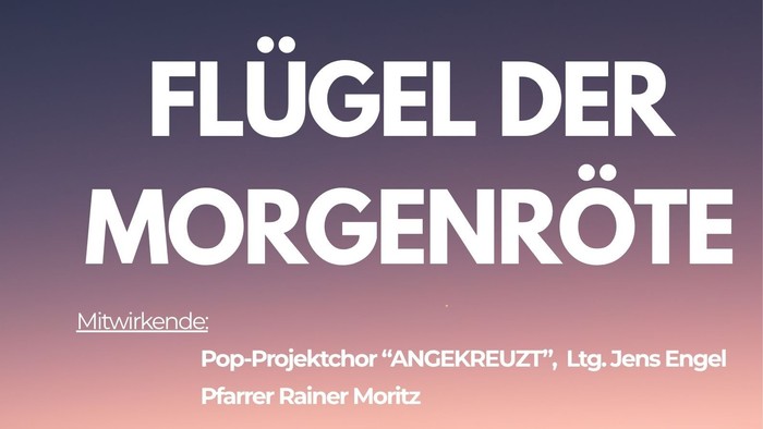 Plakat für die religiöse Veranstaltung *„Flügel der Morgenröte“* mit Terminen und Orten.
